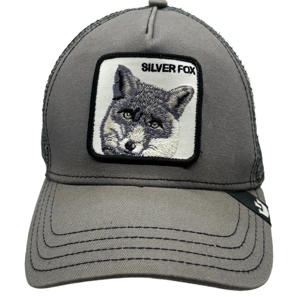 Goorin Bros The Farm Silver Fox Trucker Hat Gray Mesh Snapback Cap Patch - Picture 1 of 9